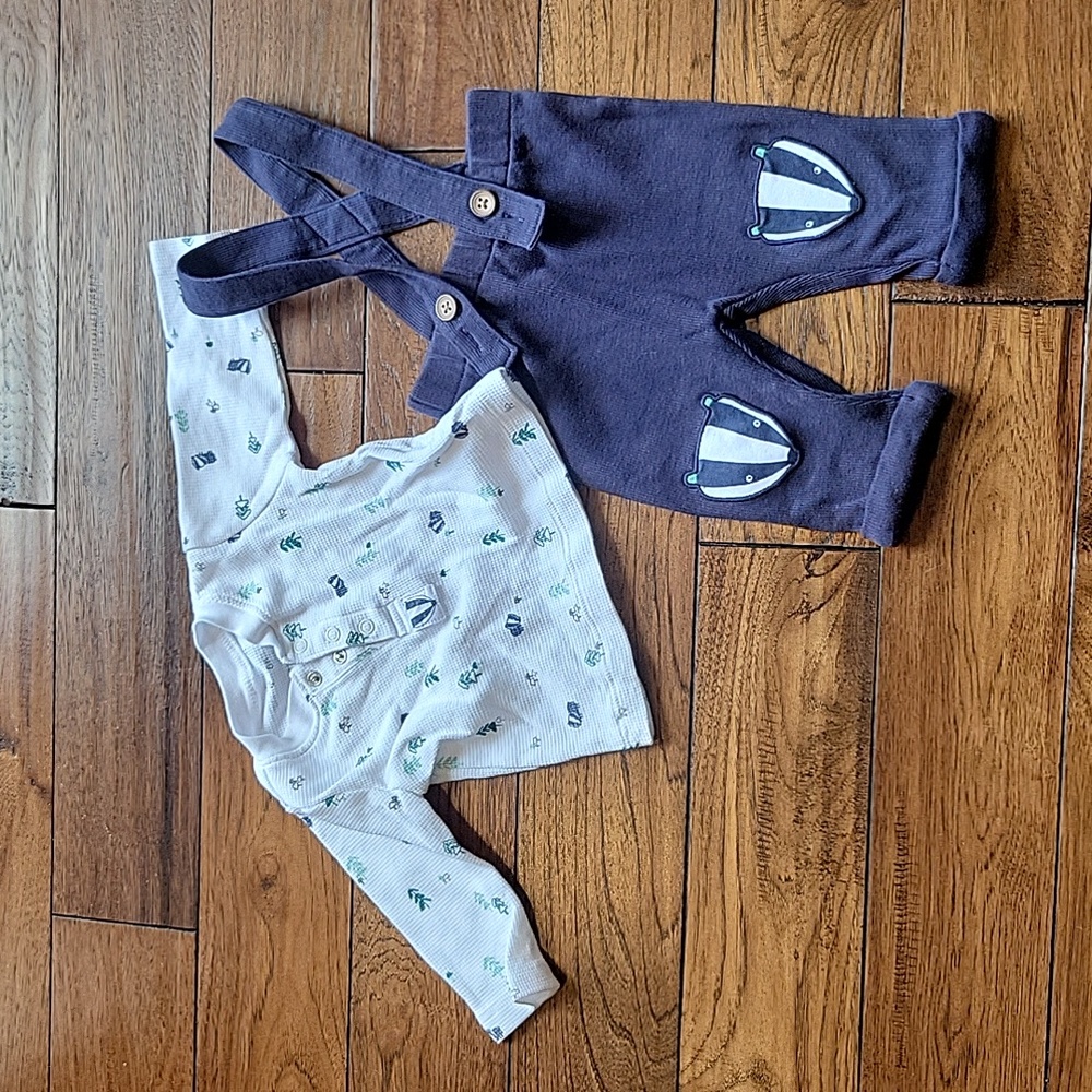 Mac and Moon 2-piece overall set with long sleeve shirt